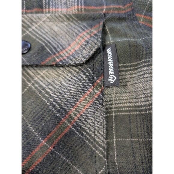 Wolverine Mens Sherpa Lined Hooded Flannel Shirt Jacket Plaid Green Large - Picture 3 of 11